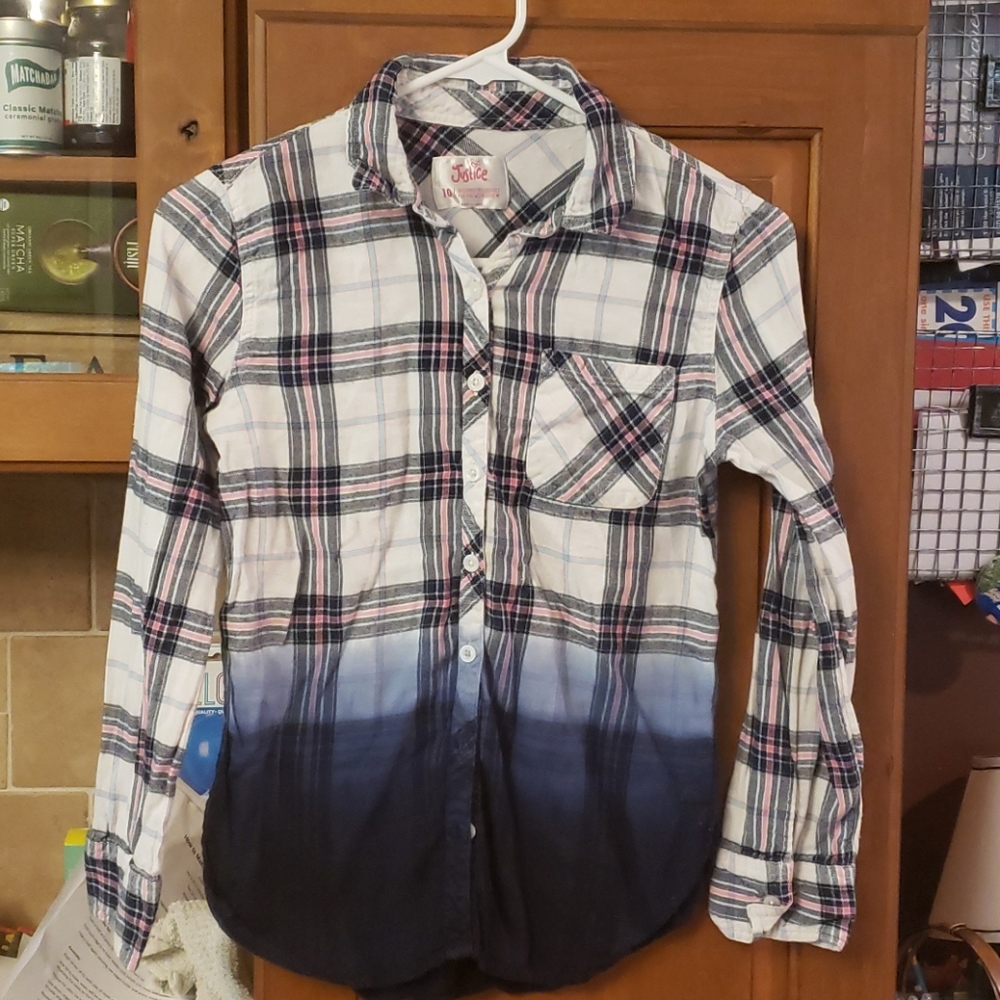 Girls button up plaid shirt
